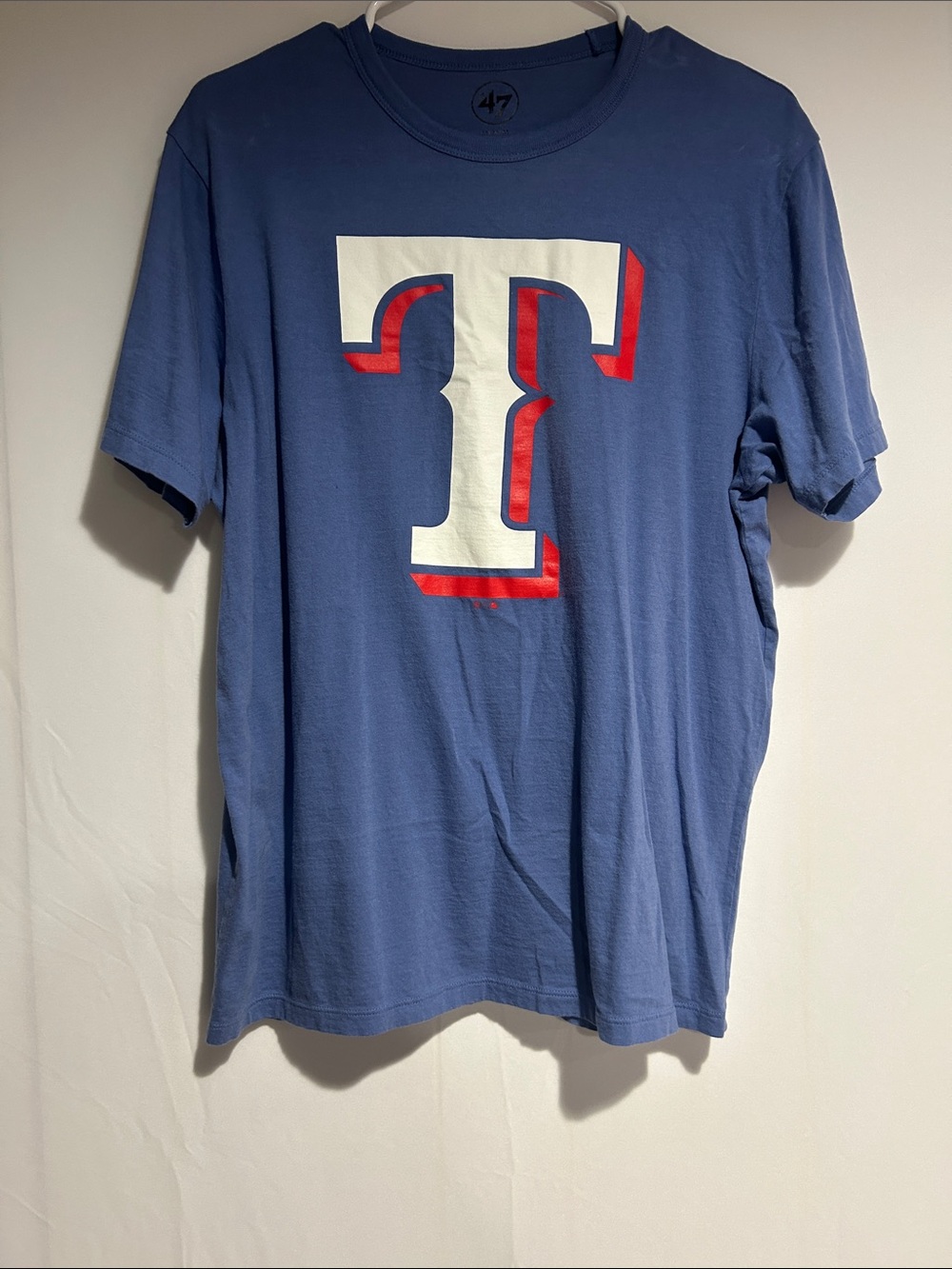 47 Men’s Navy Blue Short-Sleeve Tee with White & Red 'T' Logo Texas Rangers